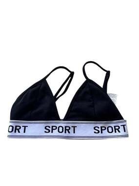 SHEIN Letter Elastic Strap Triangle Bralette Black Size M